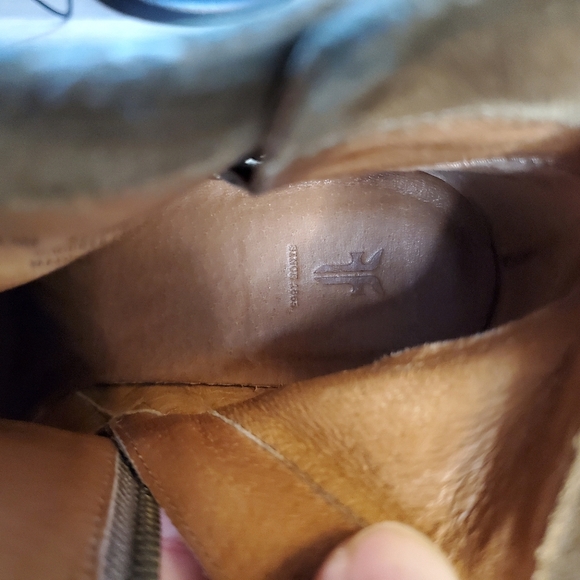 Frye Cece Tassel Lace Wedge Brown Bootie - Size 8.5 - Picture 10 of 11